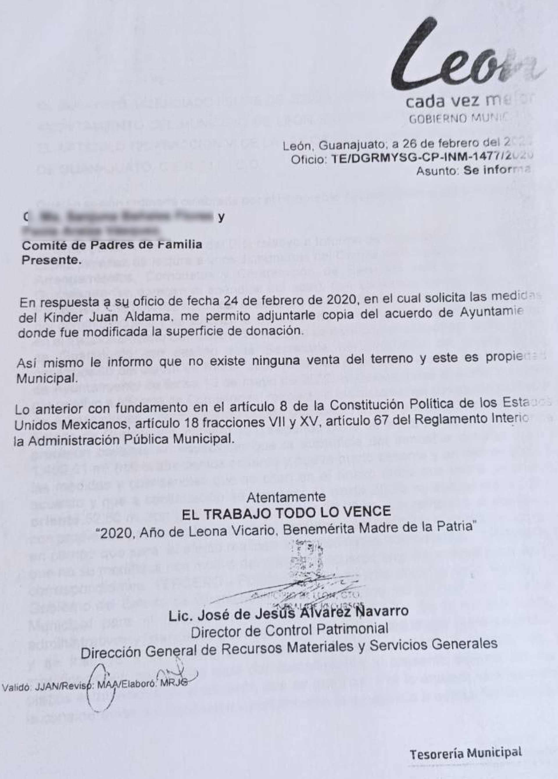 Oficio Control Patrimonial