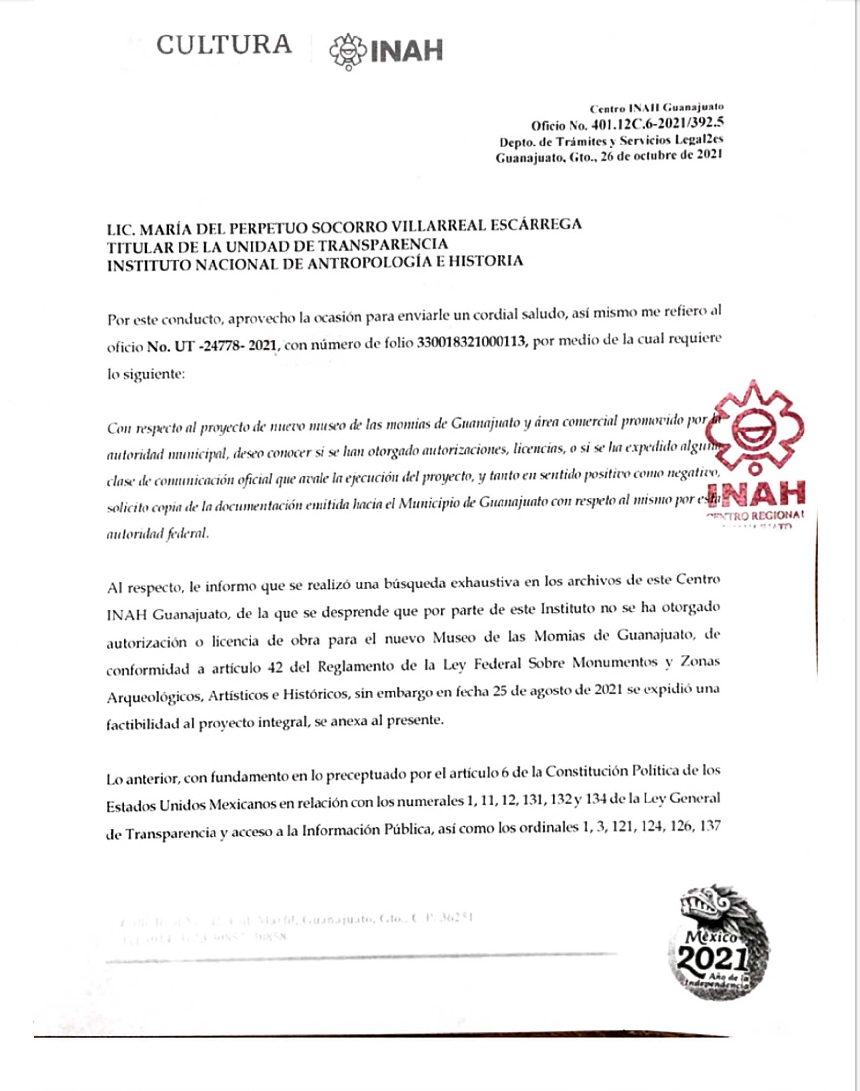 Foto: Especial Respuesta del INAH a consulta sobre licencia para museo