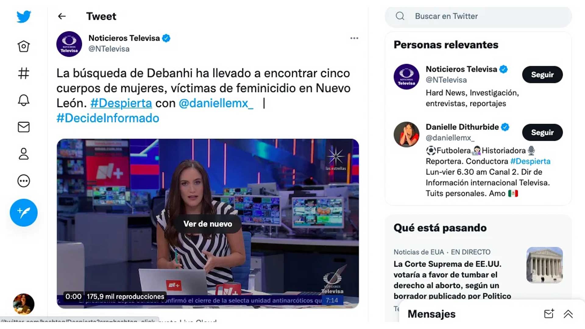 Captura desde Twitter, Noticieros Televisa