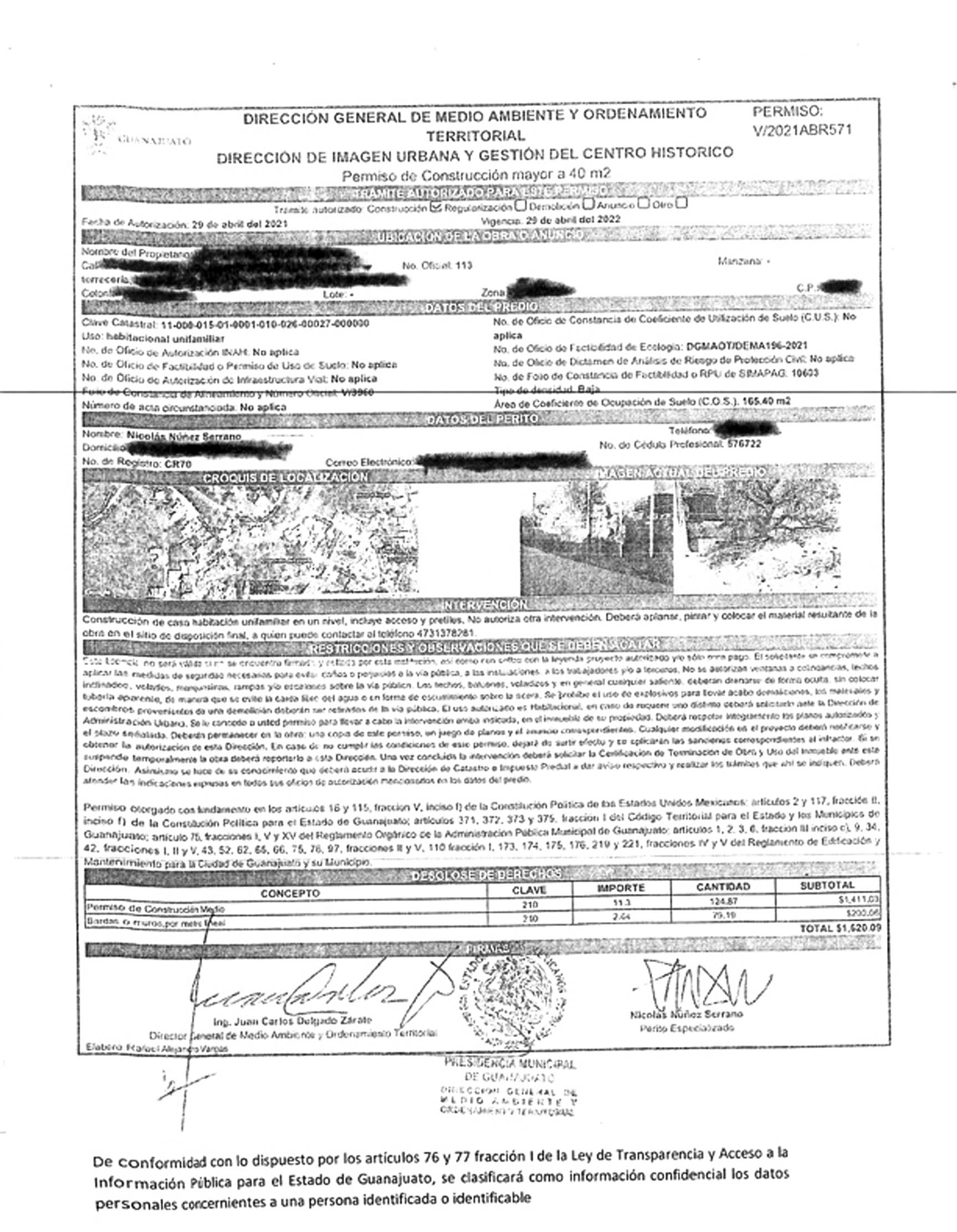 Permiso de construcción a particular