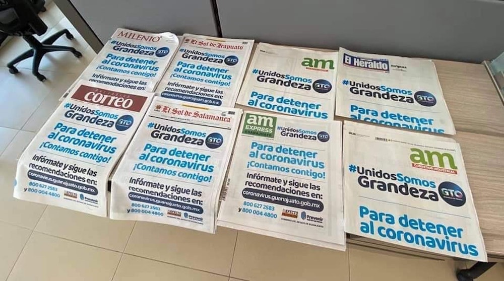 El 17 de marzo los diarios estatales publicaron como portada la publicidad pagada por el Gobierno del Estado. Fotos: redes sociales.