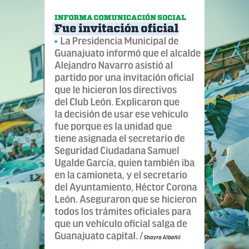 Pronunciamiento del gobierno municipal publicado en am