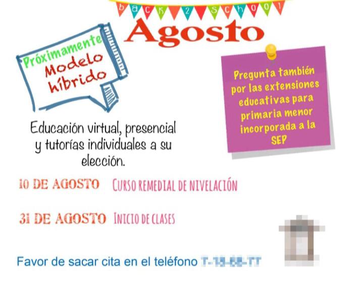 Con esta imagen se anuncian clases presenciales en una escuela de la ciudad 